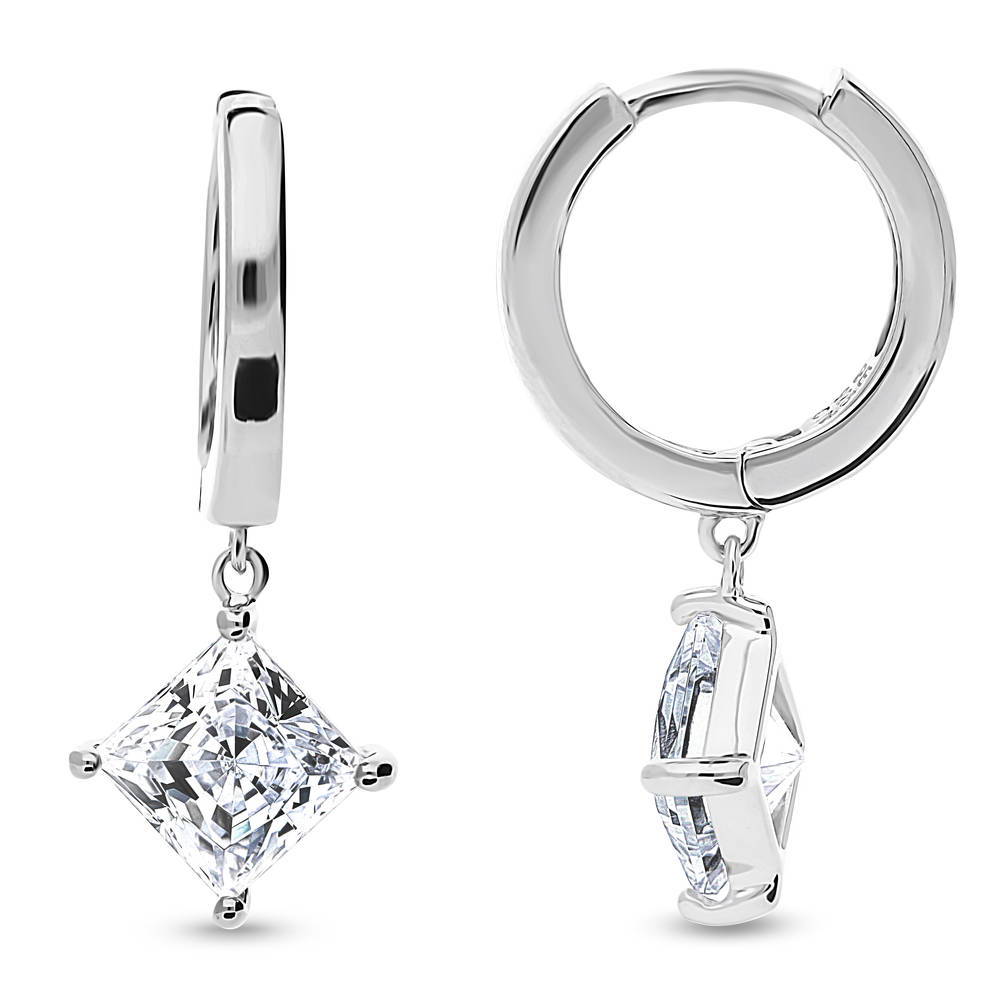 Solitaire CZ Huggie Earrings in Sterling Silver 0.5 inch, 6 of 14