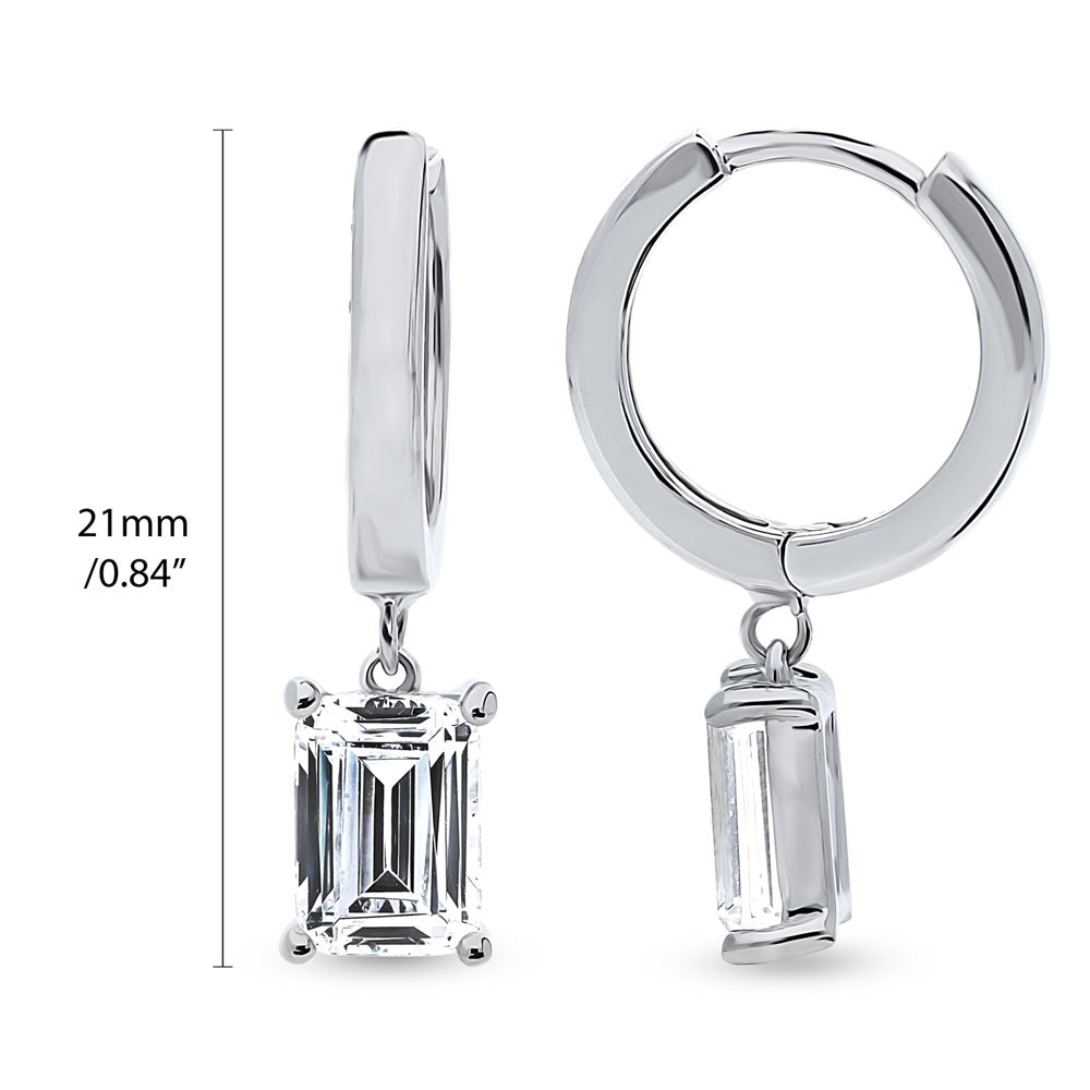 Front view of Solitaire CZ Huggie Earrings in Sterling Silver 0.5 inch, 8 of 14