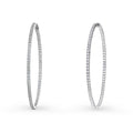 Front view of CZ Large Inside-Out Hoop Earrings in Sterling Silver 2.5 inch, Rhodium Plated