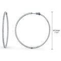 Angle view of CZ Large Inside-Out Hoop Earrings in Sterling Silver 2.5 inch, Rhodium Plated