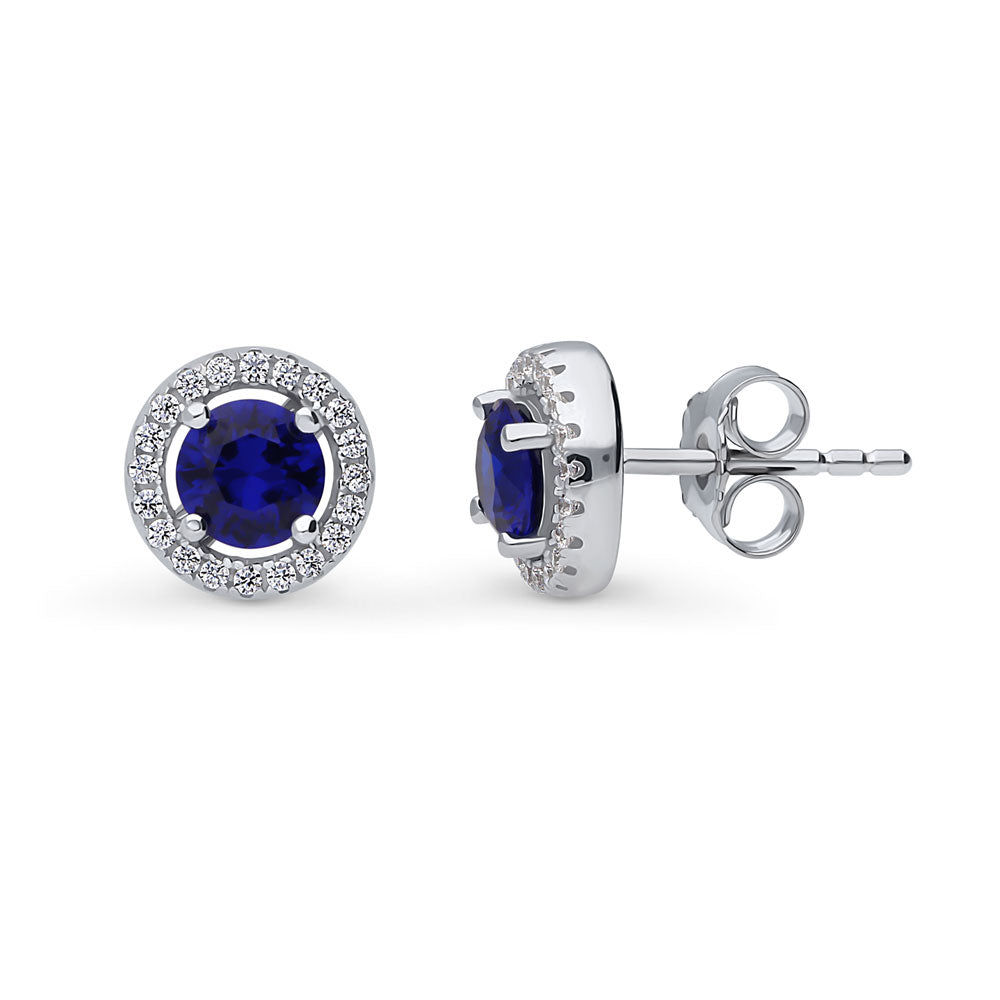 Halo CZ Stud Earrings in Sterling Silver, 3 of 9