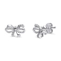 Bow Tie Ribbon Stud Earrings in Sterling Silver, Style 2