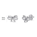 Front view of Bow Tie Ribbon Stud Earrings in Sterling Silver, Style 2