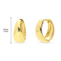 Front view of Oval Dome Medium Huggie Earrings in Sterling Silver 0.63 inch, Yellow Gold Flashed