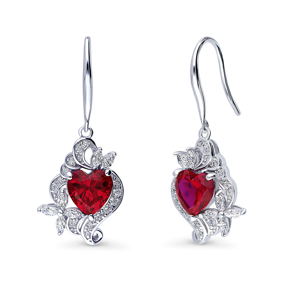 Heart Flower CZ Necklace and Earrings in Sterling Silver, 3 of 19