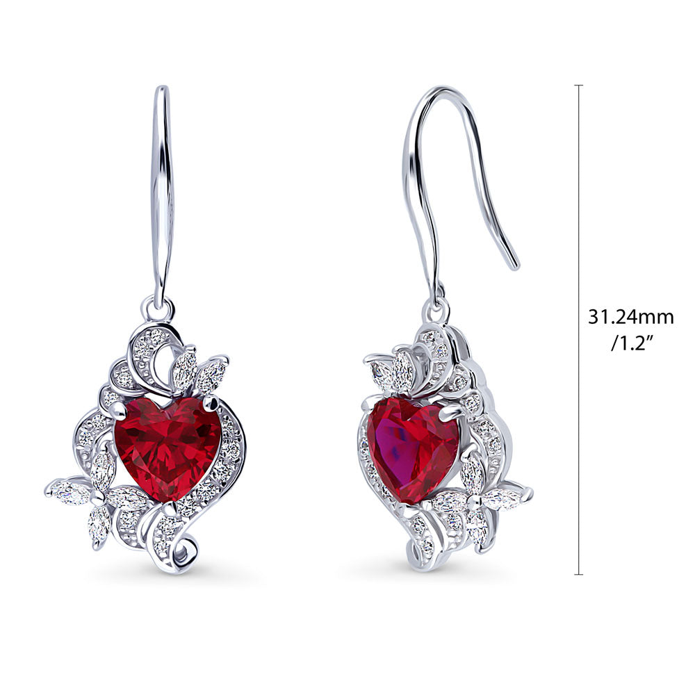 Front view of Heart Flower CZ Necklace and Earrings in Sterling Silver, 8 of 20