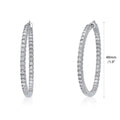 Angle view of CZ Large Inside-Out Hoop Earrings in Sterling Silver 1.9 inch, Rhodium Plated