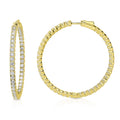 Front view of CZ Large Inside-Out Hoop Earrings in Sterling Silver 1.9 inch, Yellow Gold Flashed