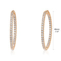 Angle view of CZ Large Inside-Out Hoop Earrings in Sterling Silver 1.9 inch, Rose Gold Flashed