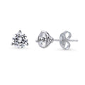 Solitaire CZ Stud Earrings in Sterling Silver, 6mm