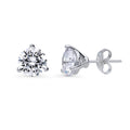 Solitaire CZ Stud Earrings in Sterling Silver, 8mm