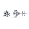 Solitaire CZ Stud Earrings in Sterling Silver, 9mm