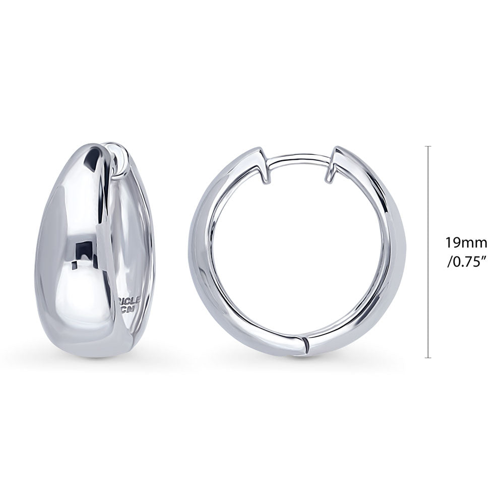 Front view of Dome Hoop Earrings in Sterling Silver, 2 Pairs, 8 of 16