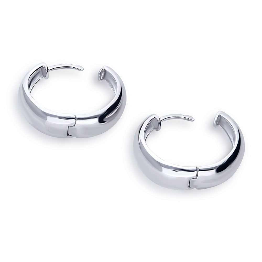 Angle view of Dome Hoop Earrings in Sterling Silver, 2 Pairs, 12 of 16