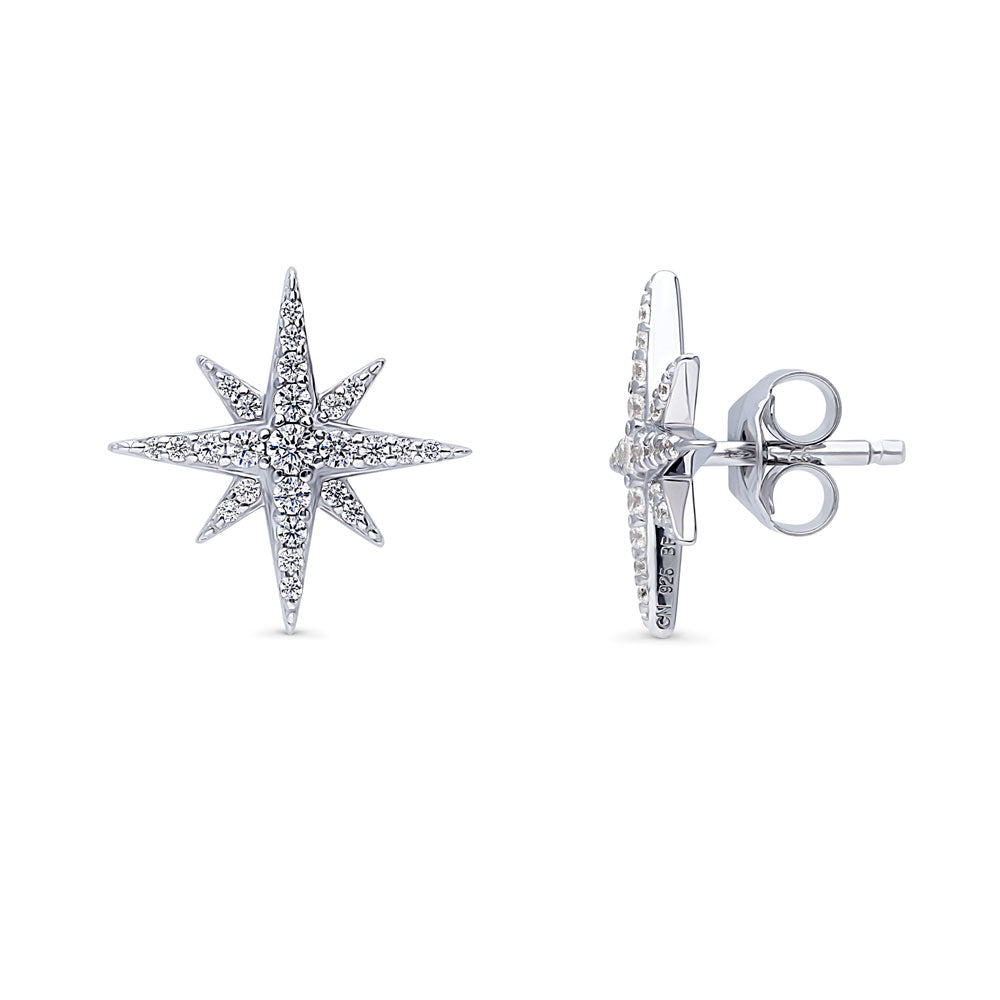 North Star CZ Necklace and Earrings in Sterling Silver, 19 of 20