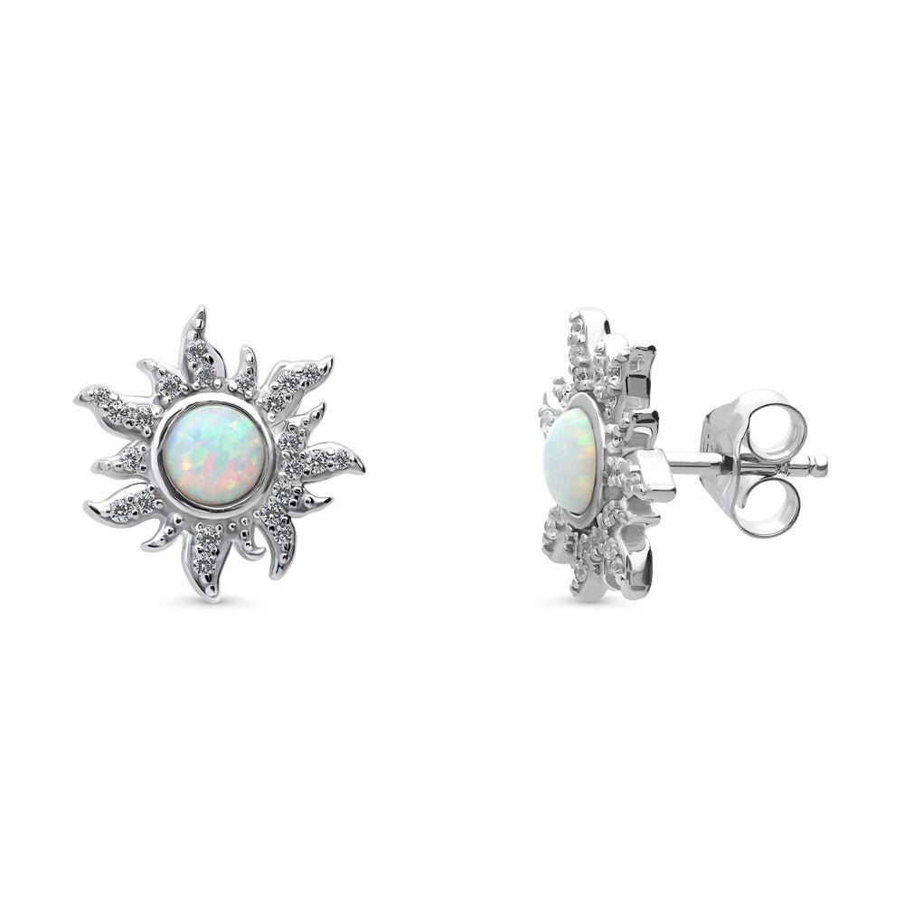 Sun Sunburst Simulated Opal CZ Set in Sterling Silver, 3 of 17