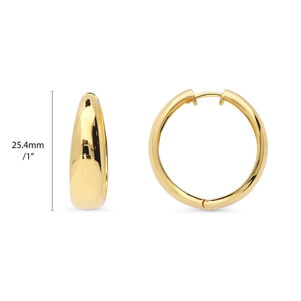 Front view of Dome Hoop Earrings in Gold Flashed Sterling Silver, 2 Pairs, 9 of 19