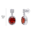 Front view of Halo Clover Oval CZ Set in Sterling Silver, Red Color