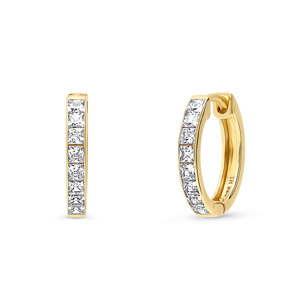 CZ Medium Hoop Earrings in Gold Flashed Sterling Silver, 1 of 4