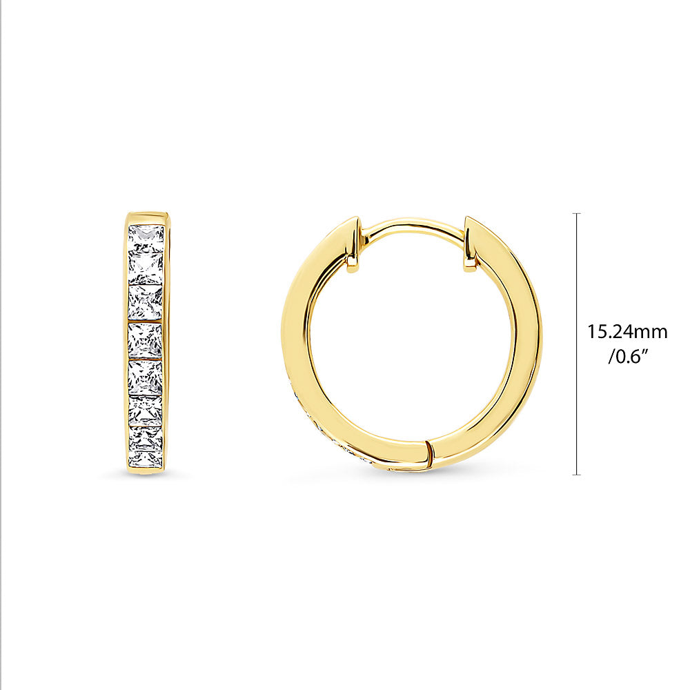 Front view of CZ Medium Hoop Earrings in Gold Flashed Sterling Silver, 2 of 4