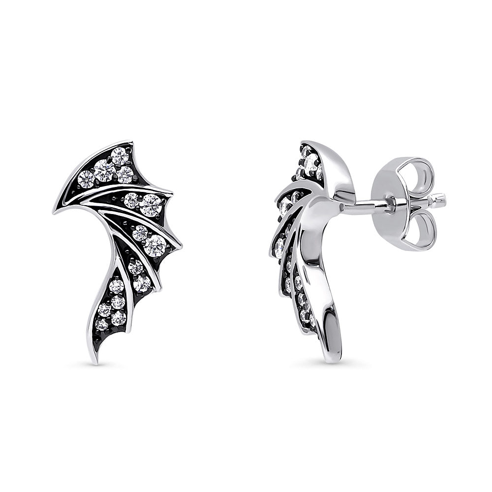 Angel Wings CZ Stud Earrings in Sterling Silver, 1 of 5