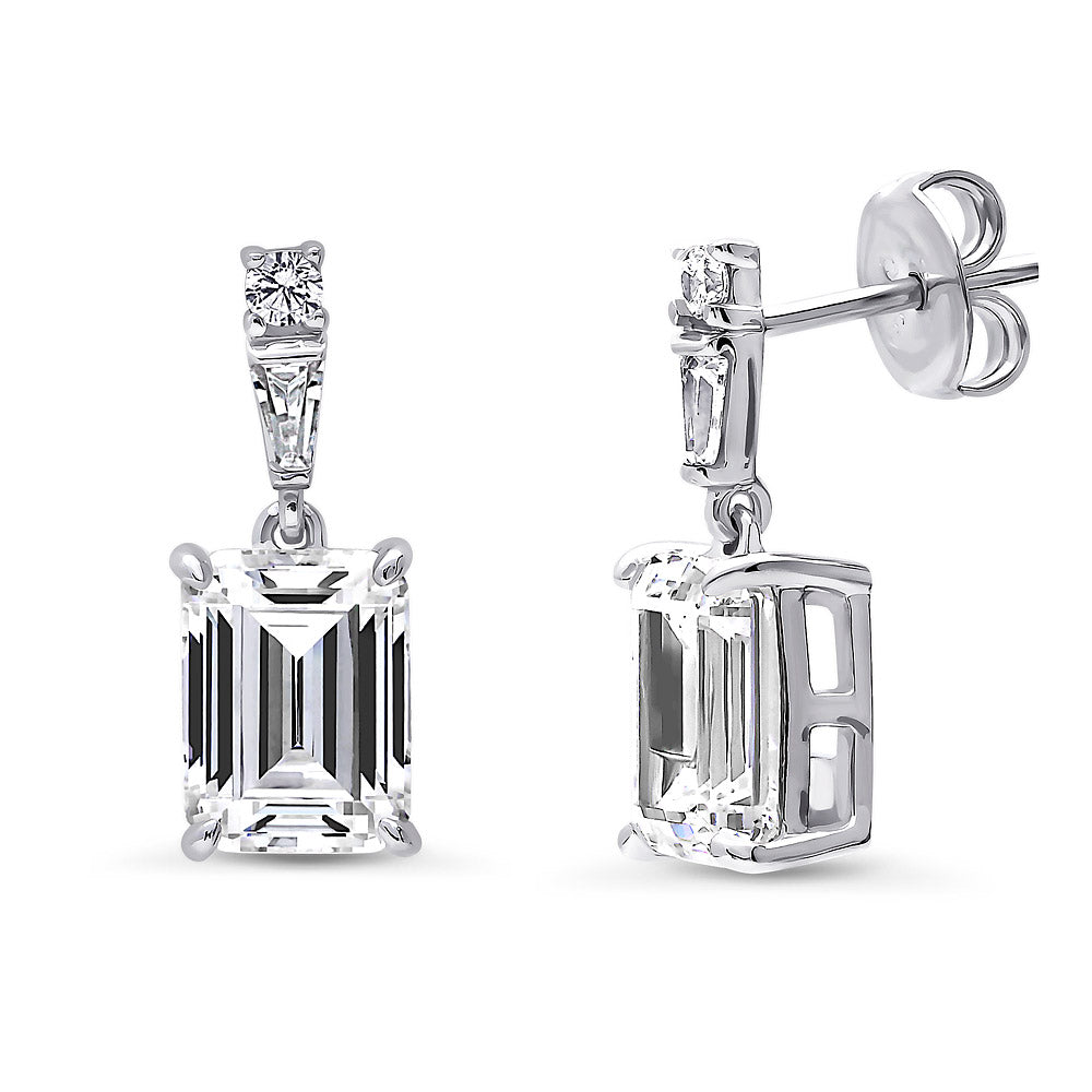 Solitaire Emerald Cut CZ Set in Sterling Silver, 3 of 8