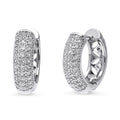 Dome CZ Medium Hoop Earrings 0.78 inch, Silver-Tone