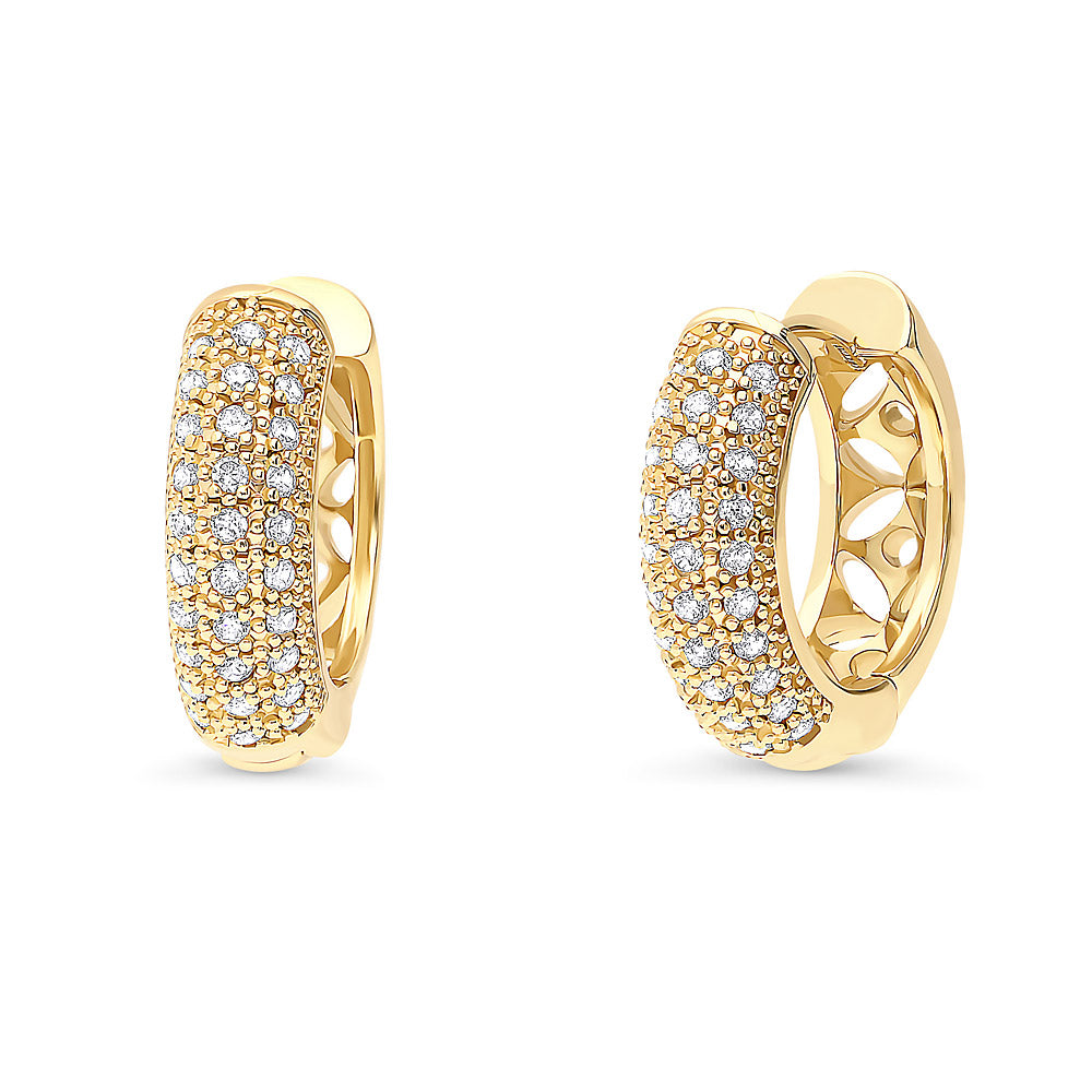 Dome CZ Medium Hoop Earrings in Gold-Tone 0.78 inch, 1 of 4