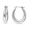 Oval Medium Hoop Earrings 0.9 inch, Silver-Tone