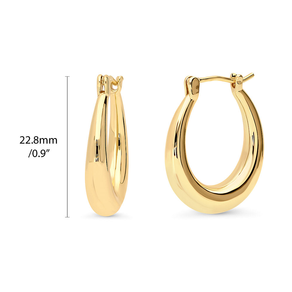 Front view of Oval Medium Hoop Earrings 0.9 inch, 3 of 6