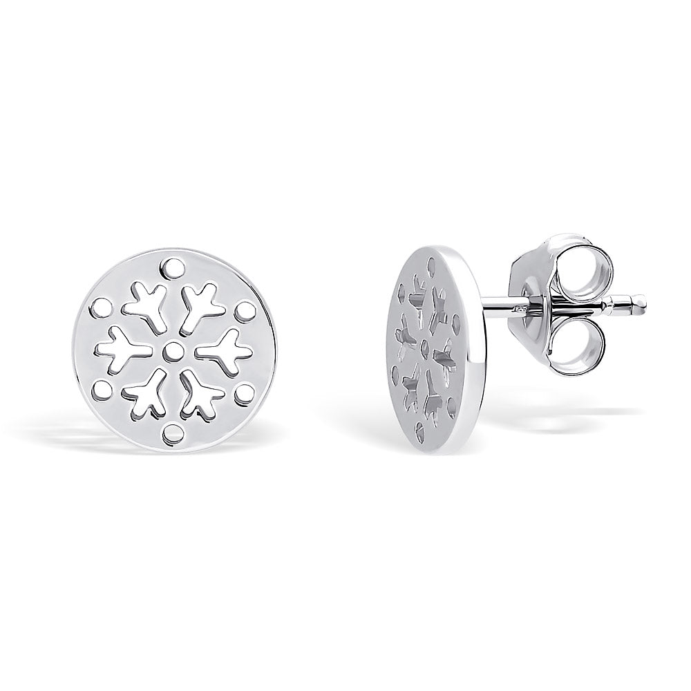 Snowflake Coin Stud Earrings in Sterling Silver, 2 of 4