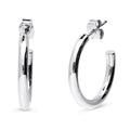 Medium Hoop Earrings 0.98 inch, Silver-Tone