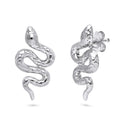 Snake CZ Necklace and Earrings in Sterling Silver, Rhodium Plated