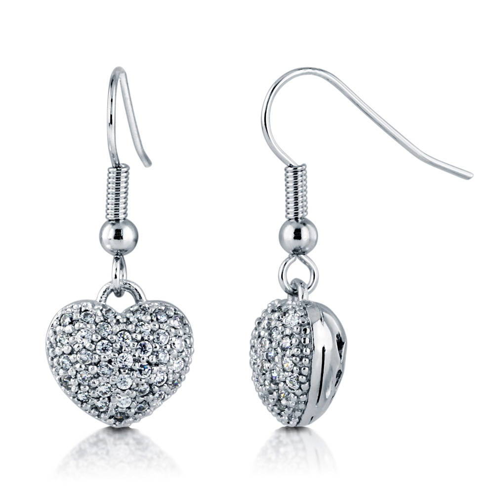 Heart CZ Necklace Earrings and Bracelet in Silver-Tone, 5 of 20