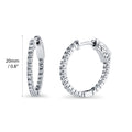 Angle view of CZ Medium Inside-Out Hoop Earrings in Sterling Silver 0.75 inch, Rhodium Plated