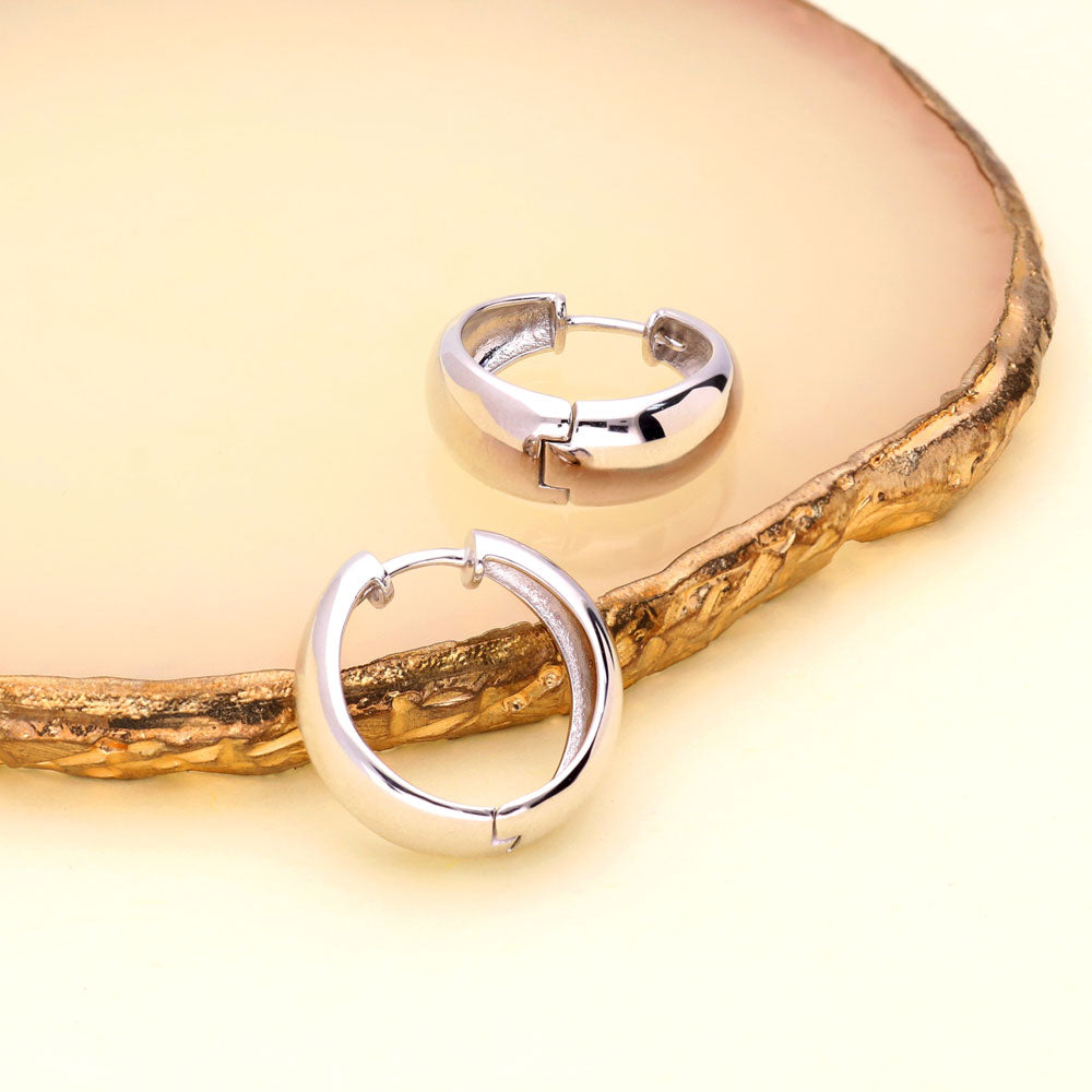 Flatlay view of Dome Hoop Earrings in Sterling Silver, 2 Pairs, 13 of 16