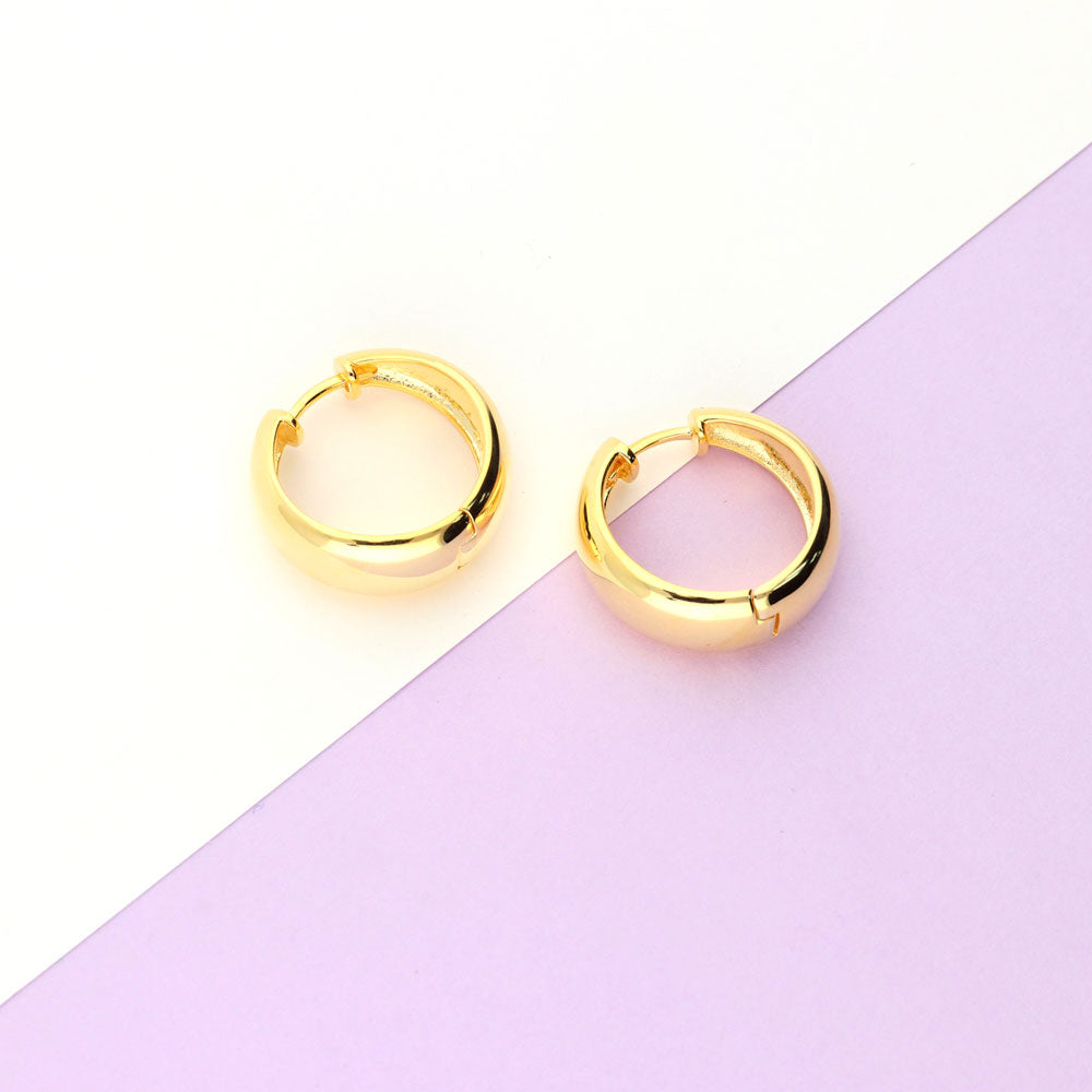 Flatlay view of Dome Hoop Earrings in Gold Flashed Sterling Silver, 2 Pairs, 13 of 19