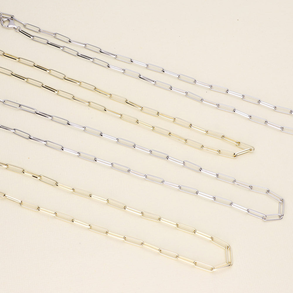 Flatlay view of Paperclip Chain Necklace in Sterling Silver, 2 Piece, 3 of 19