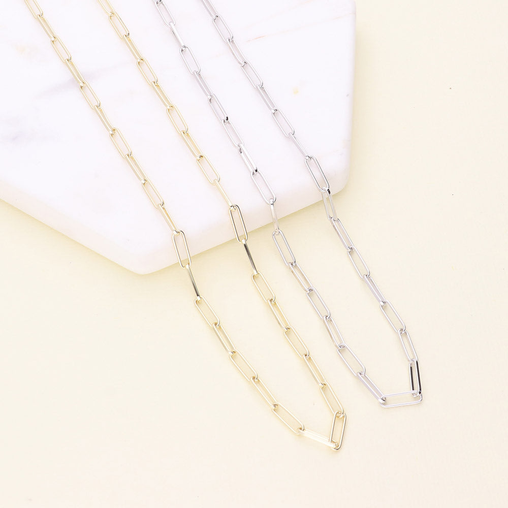 Flatlay view of Paperclip Chain Necklace in Sterling Silver, 2 Piece, 2 of 19