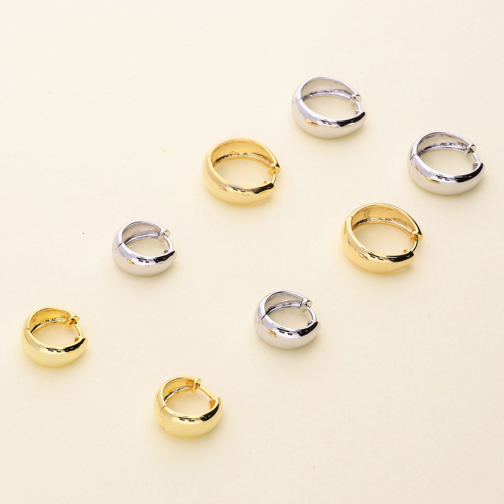 Flatlay view of Dome Hoop Earrings in Gold Flashed Sterling Silver, 2 Pairs, 18 of 19