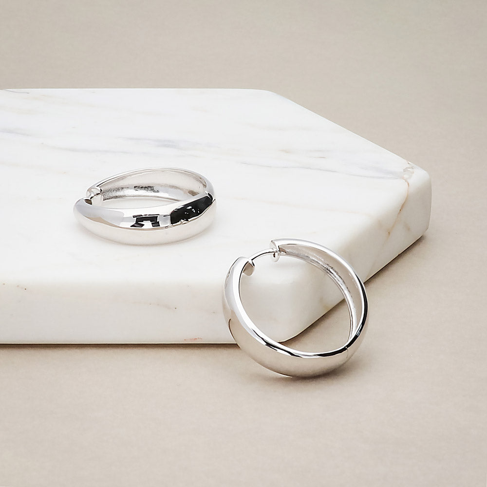 Flatlay view of Dome Hoop Earrings in Sterling Silver, 2 Pairs, 11 of 16