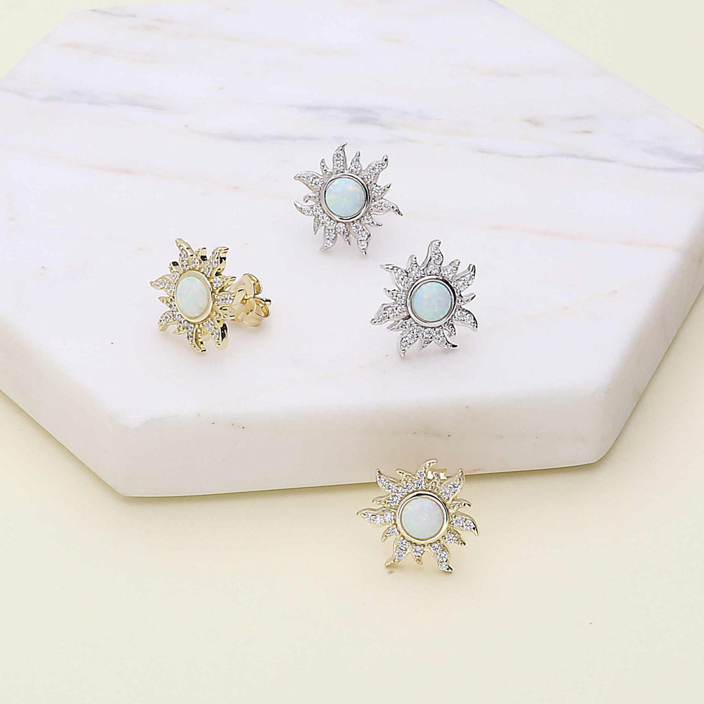 Opal Earrings Sterling Silver & CZ Stud. Natural Triplet selling Opals 10 x 8mm Oval. item 070844.