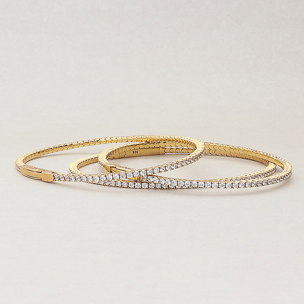 Flatlay view of Flexible CZ Bangle in Gold Flashed Sterling Silver, 7 of 12