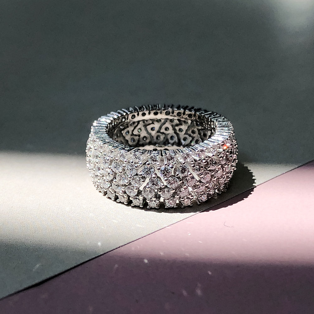 Flatlay view of CZ Eternity Ring in Sterling Silver, 7 of 10