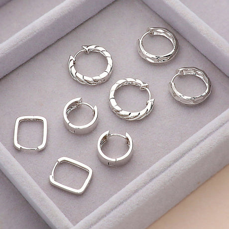 Dome Hoop Earrings, Huggie Earrings, Rectangle Hoop Earrings, Woven Hoop Earrings