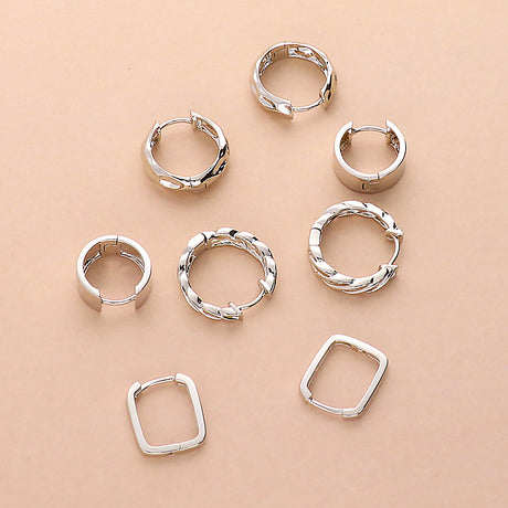 Dome Hoop Earrings, Huggie Earrings, Rectangle Hoop Earrings, Woven Hoop Earrings