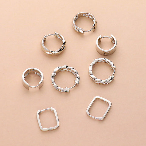 Image Contain: Dome Hoop Earrings, Huggie Earrings, Rectangle Hoop Earrings, Woven Hoop Earrings