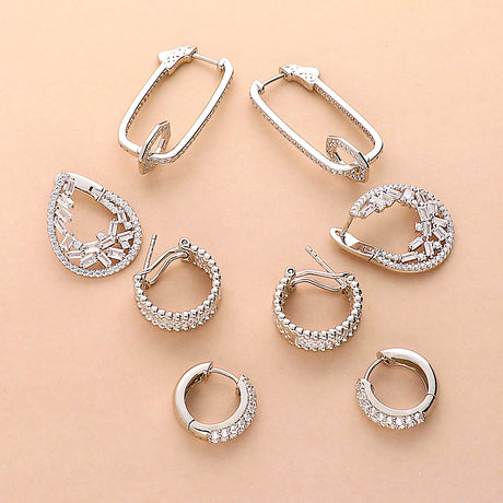 Bead Hoop Earrings, Dome Hoop Earrings, Rectangle Inside-Out Hoop Earrings, Teardrop Hoop Earrings