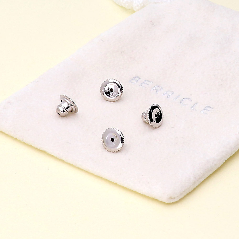 Flatlay view of Silicone Earring Backs in Sterling Silver, 2 Pairs, 3 of 9