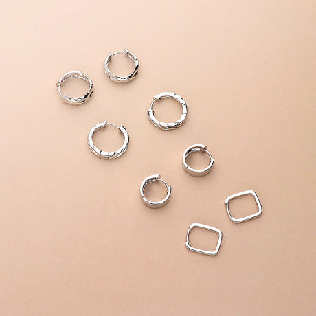 Dome Hoop Earrings, Huggie Earrings, Rectangle Hoop Earrings, Woven Hoop Earrings